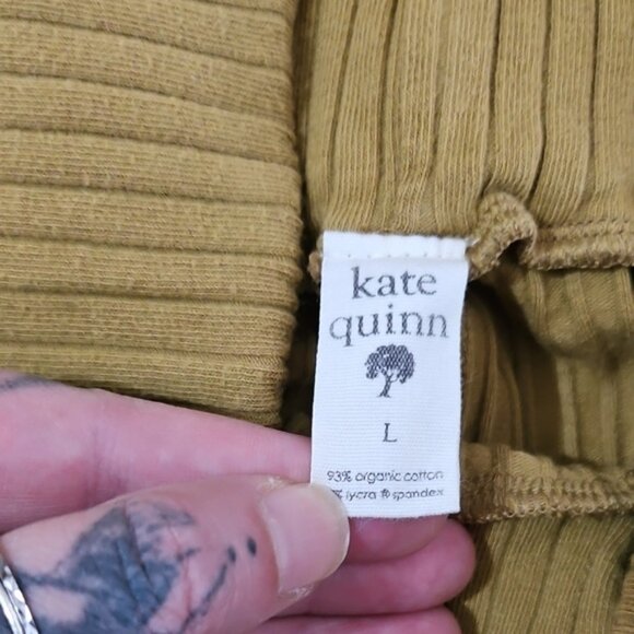 🛑FINAL Kate Quinn Fold Down High Mustard Yellow Ribbed Leggings - Picture 3 of 3